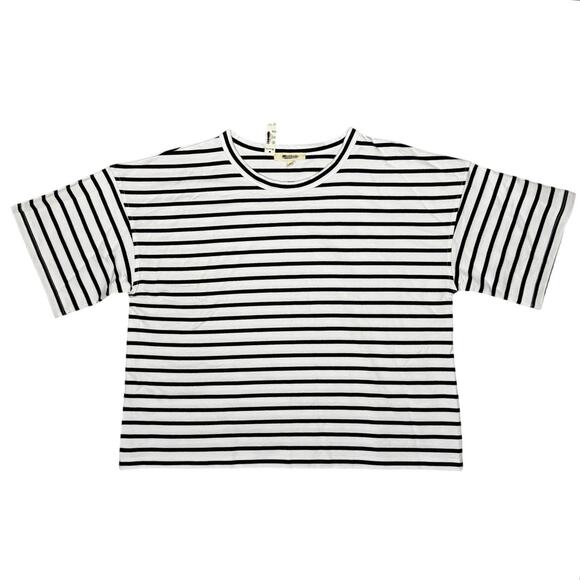 NWT Madewell Everyday Boxy Crop Tee in Stripe Size S - Picture 5 of 9